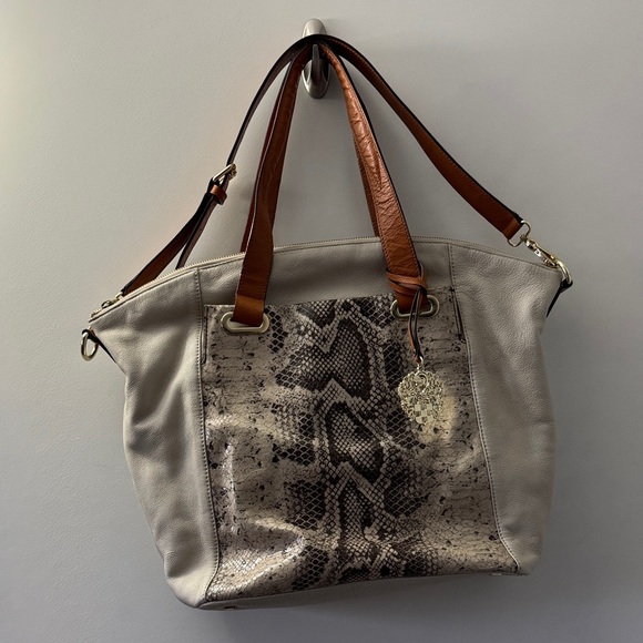 Vince Camuto Handbags - Vince Camuto Gray and Brown Snake Print Tote